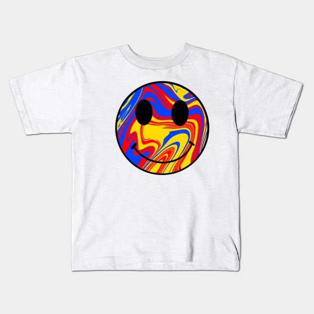 Primary color swirl smile Kids T-Shirt by CalliesArt